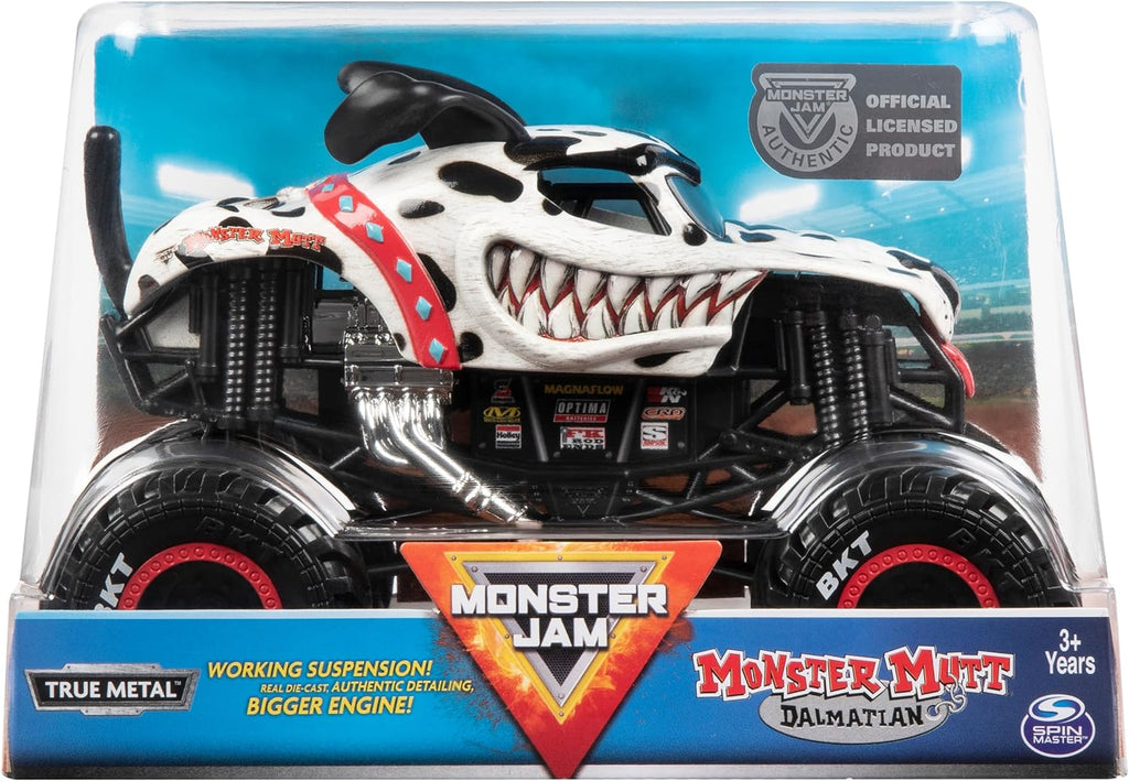 Monster Jam, Official Monster Mutt Dalmatian Monster Truck, Die-Cast Vehicle, 1:24 Scale