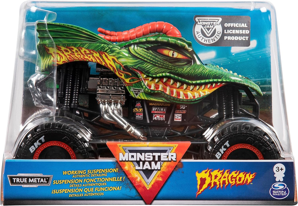 Monster Jam, Official Dragon Monster Truck, Die-Cast Vehicle, 1:24 Scale