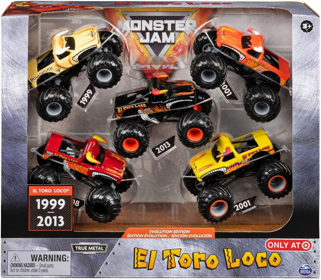 Monster Jam, Evolution Edition El Toro Loco, 5 Exclusive Die-cast Monster Trucks for Kids Ages 3 and Up