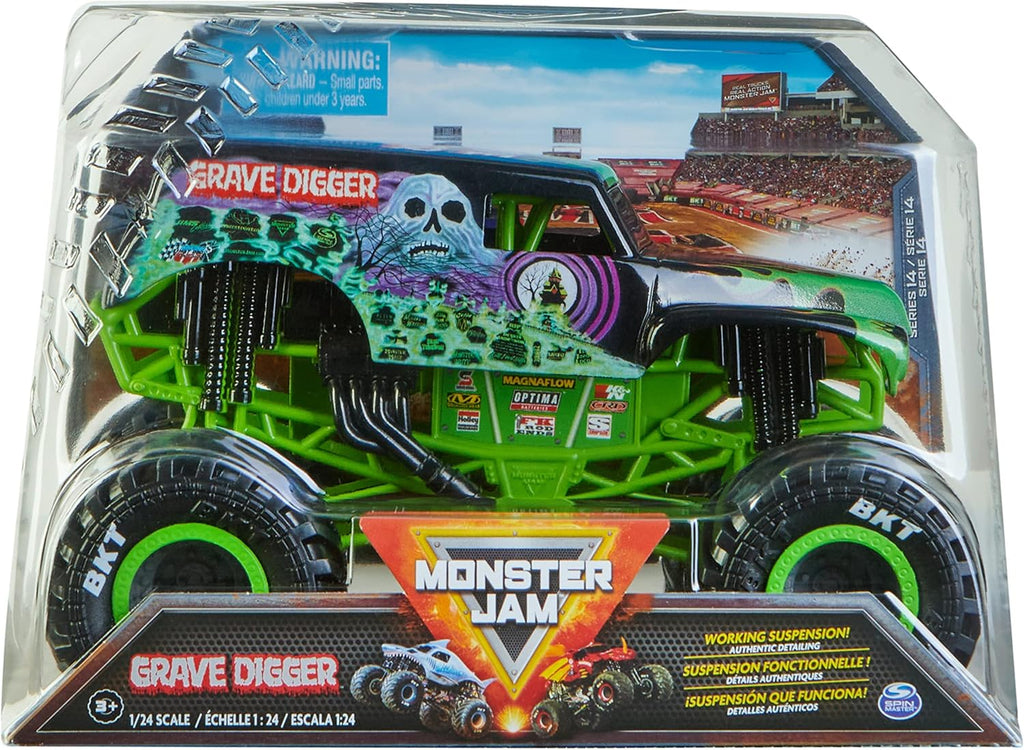 Monster Jam, Official Grave Digger (Green/Black) Monster Truck, Collector Die-Cast Vehicle, 1:24 Scale, Kids Toys for Boys Ages 3 and up