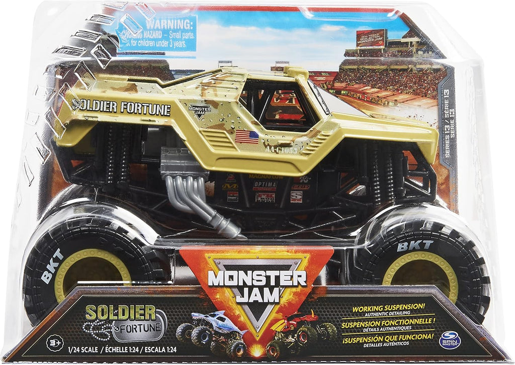 Monster Jam, Official Soldier Fortune Monster Truck, Collector Die-Cast Vehicle, 1:24 Scale, Kids Toys for Boys Ages 3 and up