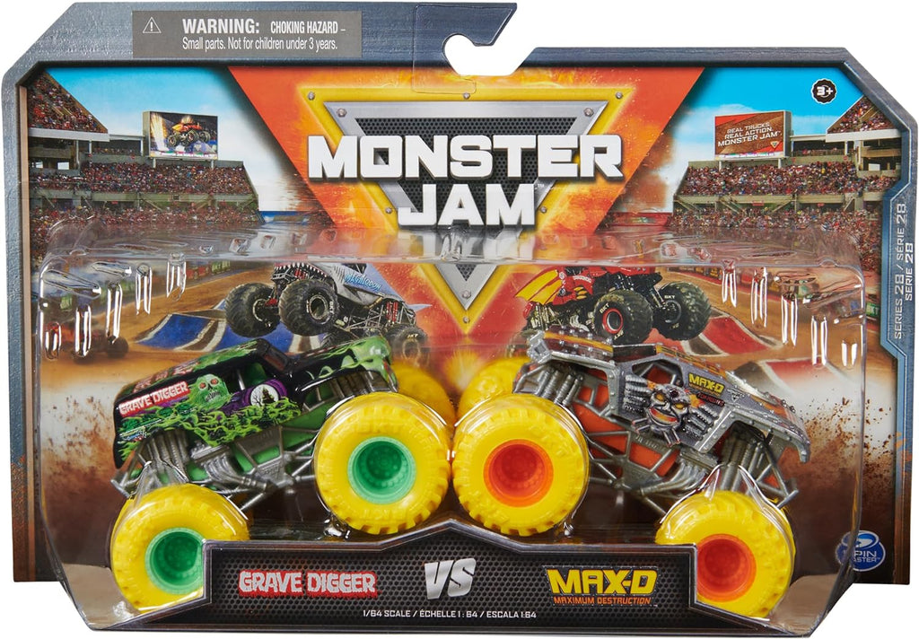 Monster Jam, Official Grave Digger Vs. Max D Die-Cast Monster Trucks, 1:64 Scale