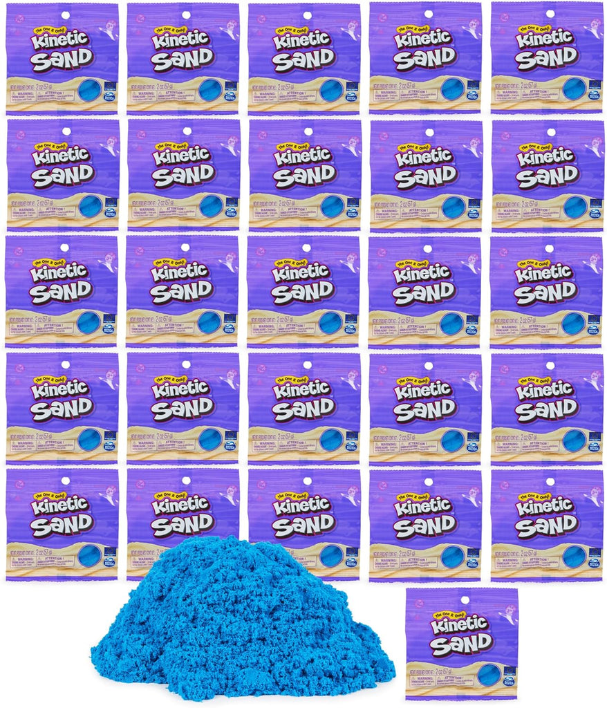 Kinetic Sand, 26-Piece Blue Play Sand Party Pack for Stocking Stuffers, Goodie Bags & More, Sensory Toys, for Kids Ages 3 and up