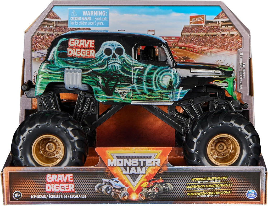 Monster Jam, Official Grave Digger Monster Truck, Collector Die-Cast Vehicle, 1:24 Scale, Kids Toys for Boys and Girls Ages 3 and up