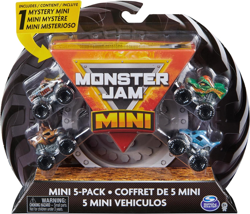 Monster Jam, Official Mini 5-Pack with Mystery Collectible Monster Truck, 1:87 Scale, Kids Toys for Boys and Girls Ages 3 and up