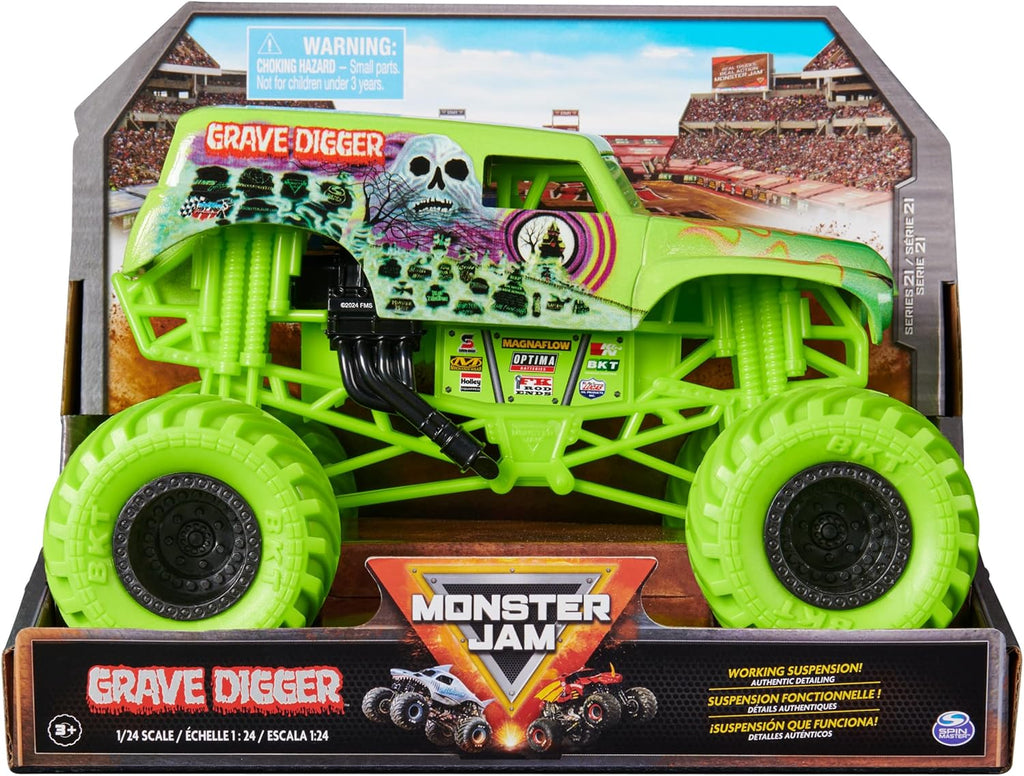 Monster Jam, Official Grave Digger Monster Truck, Collector Die-Cast Vehicle, 1:24 Scale, Kids Toys for Boys and Girls Ages 3 and up