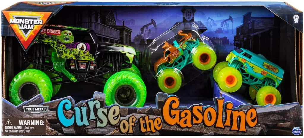 Monster Jam, Curse of The Gasoline 3-Pack of Official Exclusive Die-Cast Trucks