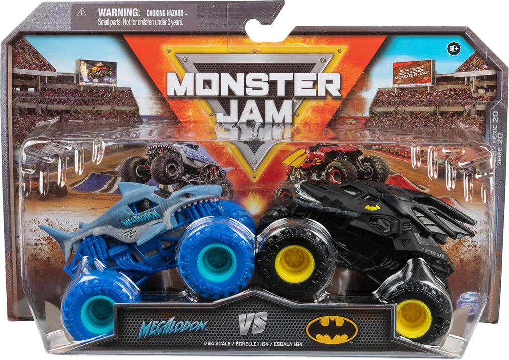 Monster Jam, Official Batman Vs. Megalodon Die-Cast Monster Trucks, 1:64 Scale, Kids Toys Ages 3 and up