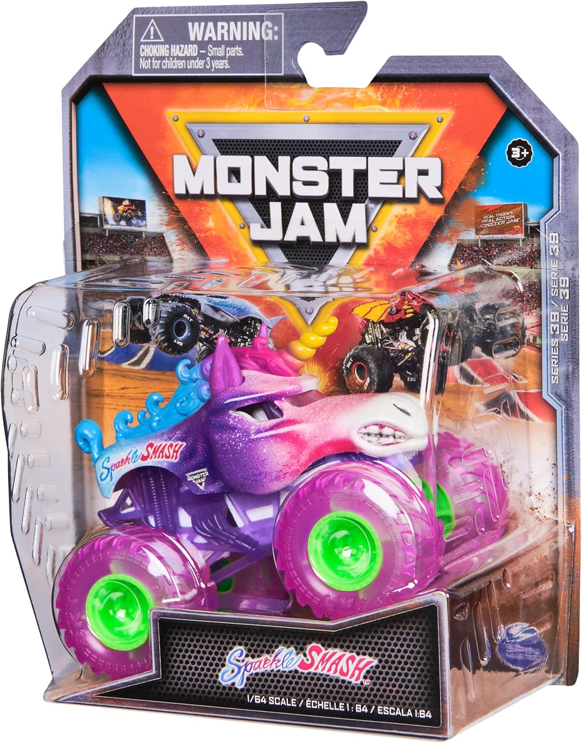 smash monsters Monster Jam, Sparkle Smash Monster Truck, Die-Cast Vehicle, 1:64 Scale – Wonder Toys