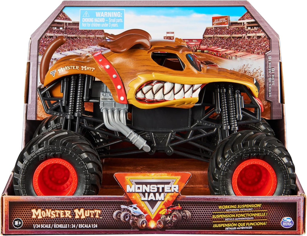 Monster Jam, Official Monster Mutt Dalmatian Monster Truck, Collector Die-Cast Vehicle, 1:24 Scale, Kids Toys Ages 3 and up