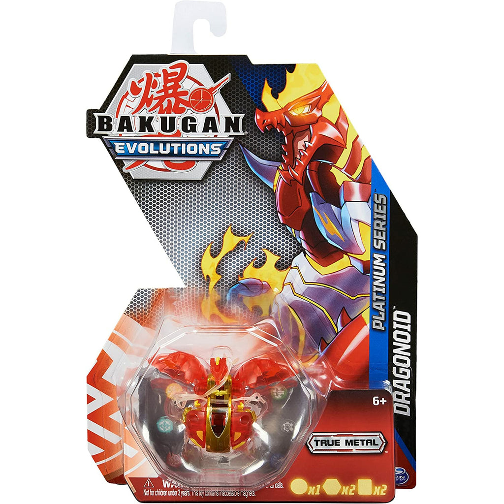 Bakugan Evolutions, Dragonoid (Red), Platinum Series True Metal Bakugan, 2 BakuCores and Character Card, Kids Toys for Boys, Ages 6 and Up
