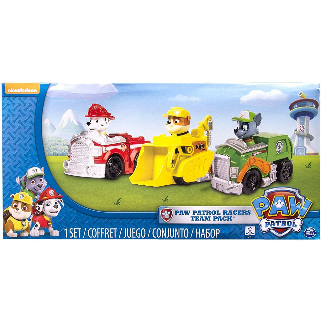 Paw Patrol Racers 3-Pack Vehicle Set, Marshall, Rocky, Rubble,Multicolor